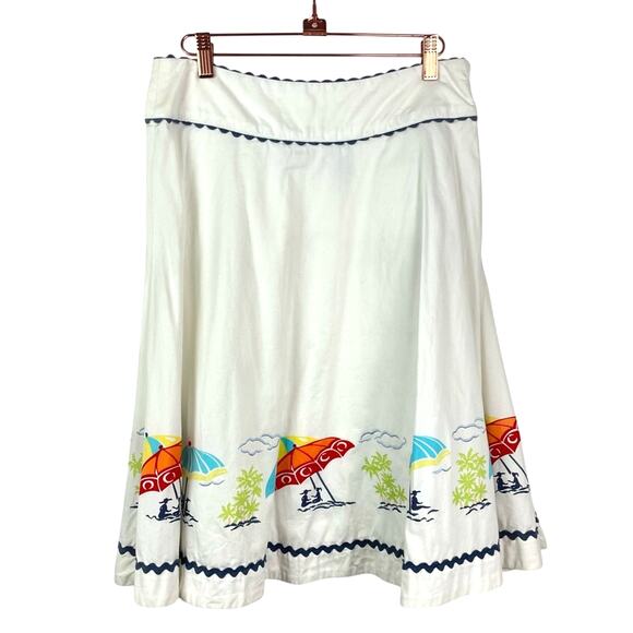 Vintage Liz Claiborne White Skirt Tropical Scene Vacation - Picture 1 of 6